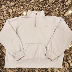 Womens White Quarter-Zip Pullover Sweatshirt